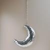 Disco Ball Eye-Catching Moon Shaped Disco Bal Reflective Hanging Ornament with Chain Hook Party Decor
