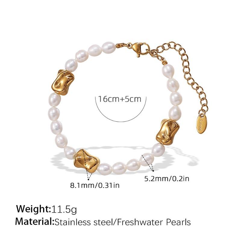 Meier Stainless steel freshwater pearl necklace bracelet starfish flower beaded necklace set
