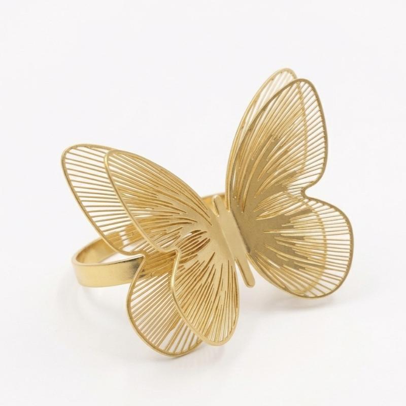 1Pcs Elegant Metal Buckle Napkin Ring Hollow Butterfly Waterproof Napkin Holder Diy Ornament Dinnig Table Decoration
