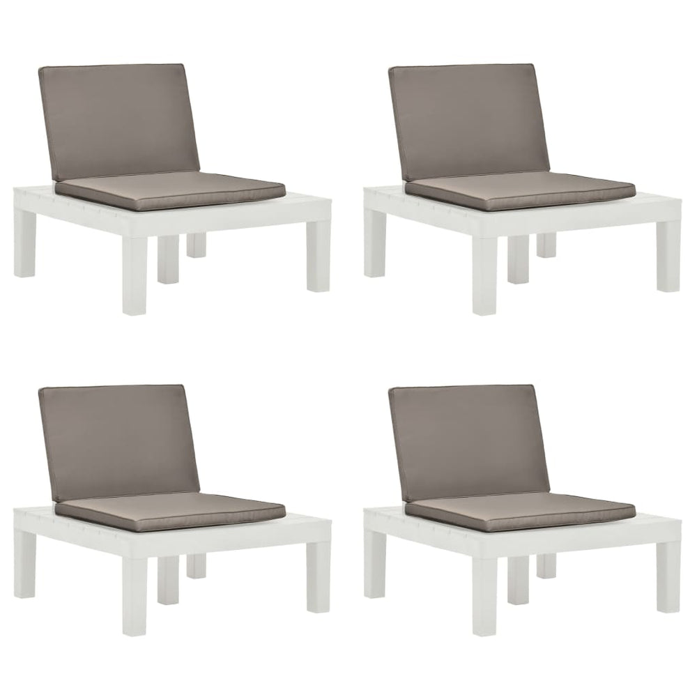 Chaises de salon de jardin et coussins lot de 4 Plastique