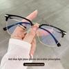 Ultralight Retro Cat Eye Half-Rim Transparent Gray Pure Titanium Eyeglasses Frame for Prescription Lenses