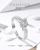 S925 Sterling Silver Romantic Simulated Diamond Open Band Ring for Women - Elegant Gift for Girlfriend.