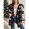 Long - Sleeve Open - Front Christmas Cardigan for Women, Multifaceted Holiday Prints, Soft Fabric, Perfect for Holiday Gathering