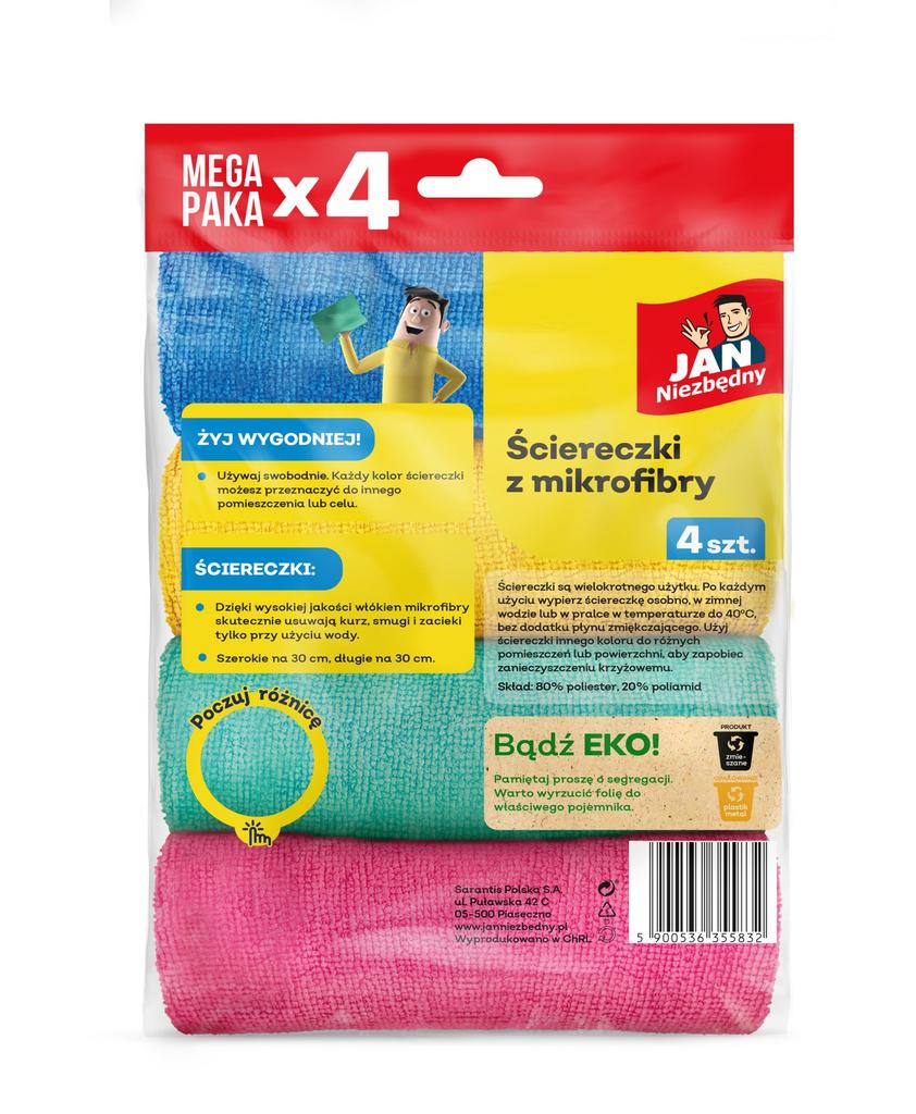 Jan Niezbędny Microfiber Cloths 4 Pcs Multicolor