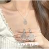 Vintage Floral Pendant Necklace With Zircon Crystal Copper Gold-Plated Charm Adjustable Chain Women
