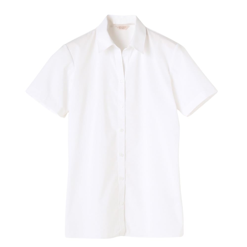 plain [ORIHICA] Short-sleeved shirt, shape-retaining blouse, sweat-absorbing, quick-drying, anti-transparency, multi-functional shirt, white, women's,