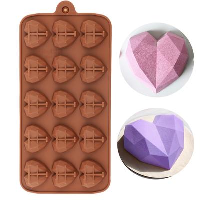 Heart Chocolate Molds 15 CavityDiamond Love Shape Silicone Wedding Candy Baking Molds Cupcake Decorations Cake Mold 3D