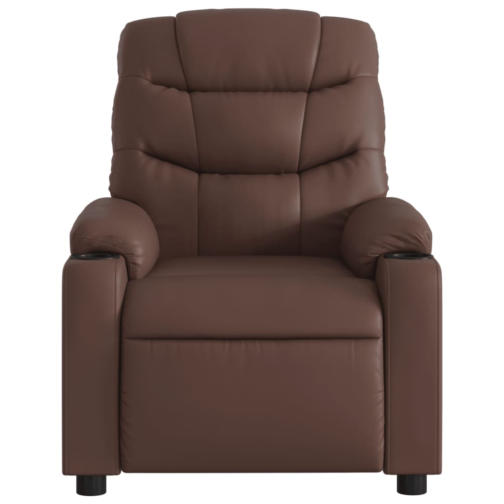 Electric Recliner Chair Brown Faux Leather