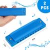 AMOR PRESENT Plastic Harmonicas for Kids and Toddlers, 2-Piece 10-Hole Translucent Harmonica with Case, Suitable for Professionals and Beginners
