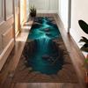 3D Blue Canyon River Hallway Runner Rug - Realistic Landscape Illusion Floormat Ideal for Corridor Decor