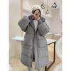 Women's 2025 Winter Hooded White Duck Down Jacket, Mid-Length, Loose Fit, Korean Style.