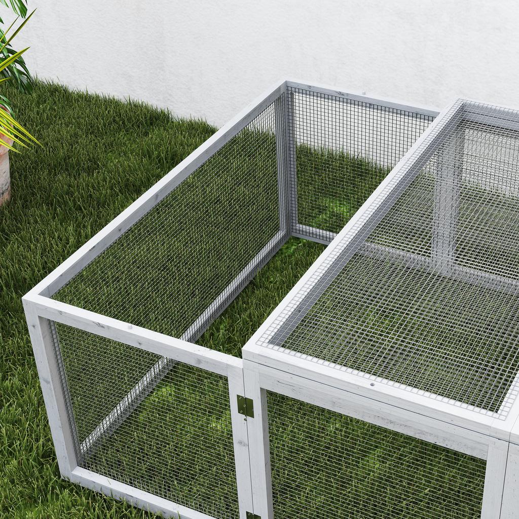 Wooden Rabbit Hutch Cage 6ft with Wire Mesh, Openable Roof, Play Space for Outdoor, Grey
