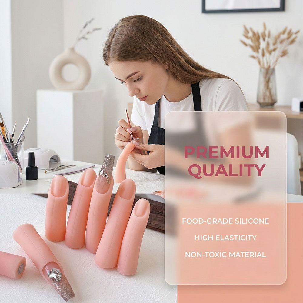5Pcs/Set Silicone Fake Nail Art Finger Model Display Stand Nail Art Practice Hand  Manicure Tool