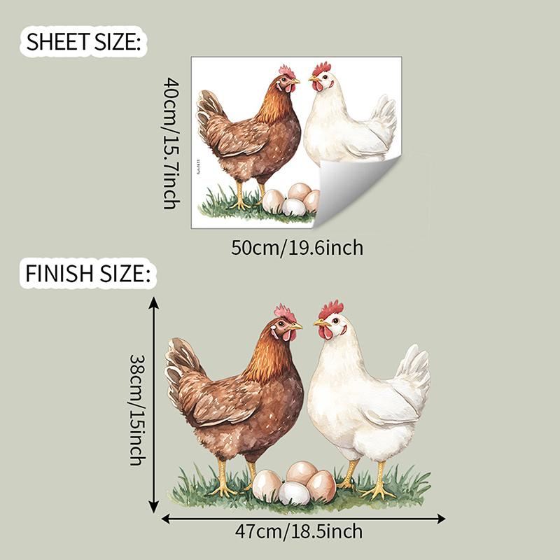 Garden Style Rooster Green Grass Bedroom Kitchen Home Background Landscaping Wall Sticker