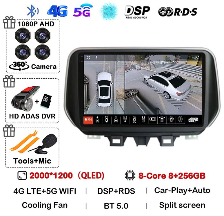 Android 14 Carplay Auto WIFI+4G For Hyundai Tucson IX35 2018 2019 2020 Car Radio Stereo Multimedia Player GPS BT 360 Camera DSP
