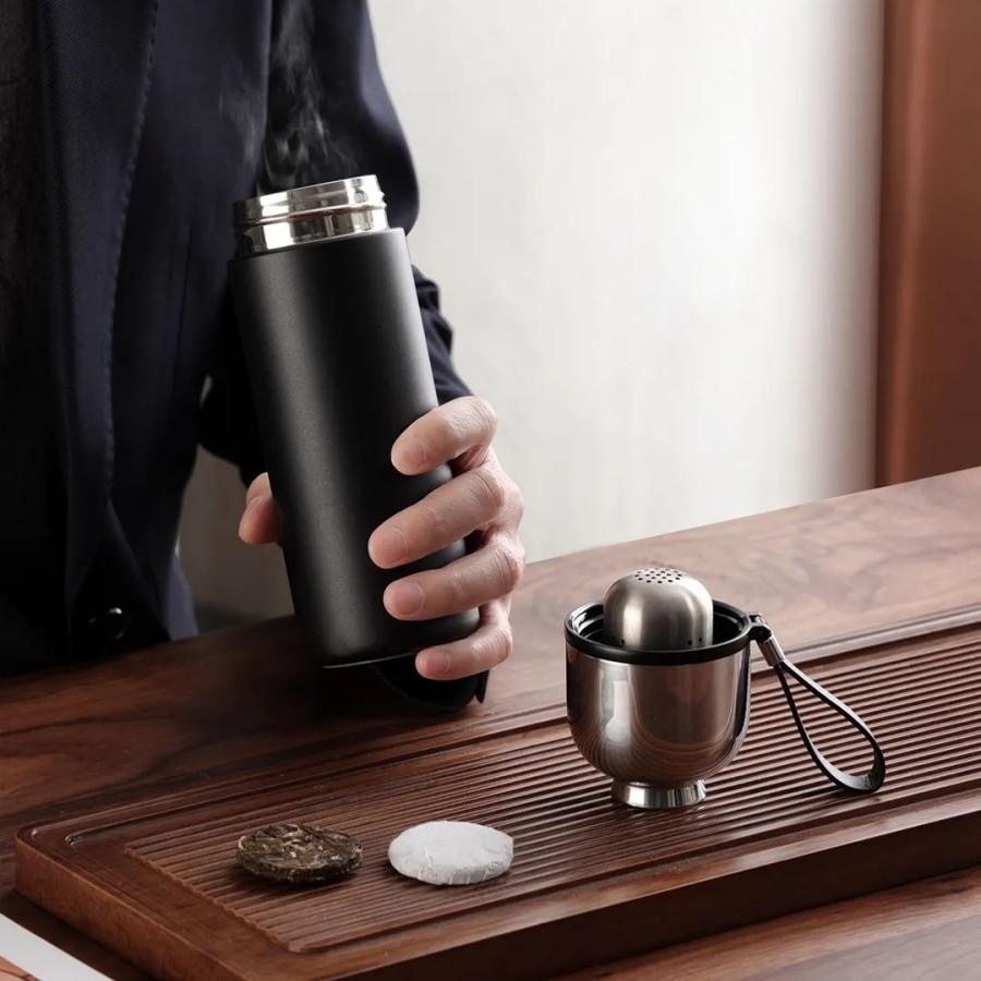 SamaDOYO 304 Stainless Steel Double Layer Insulated Cup Tea Water Separation Brewing Cup Portable Cup Travel Tea Set