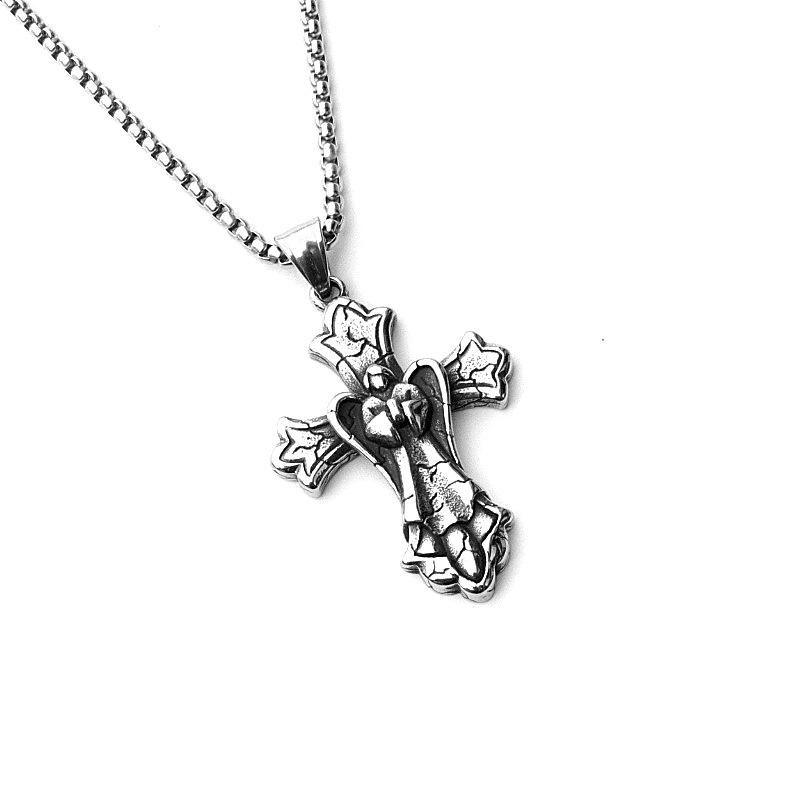Retro Punk Titanium Steel Polished Blackened Eagle Pendant Necklace Men Personality Trendy Jewelry Accessory