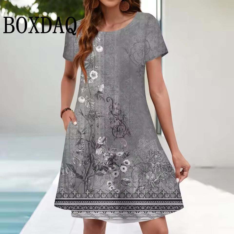 Printed Loose Plus Size Dresses 9XL Women Fashion Short Sleeve Casual Daily Wear Summer Dresses 2025 Trend Vestidos Para Mujer