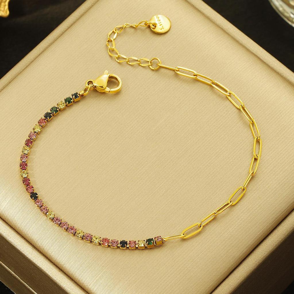 2025 Women's Fashion Cubic Zirconia Tennis Bracelet: Versatile, Niche Design, Colorfast Titanium Steel