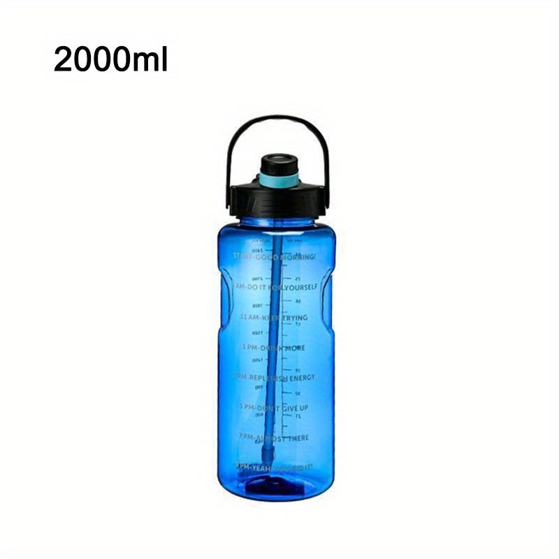 

2000ml Motivational Large Clear Plastic Water Bottles for Camping, Hiking, Fitness, and Home Kitchen синій