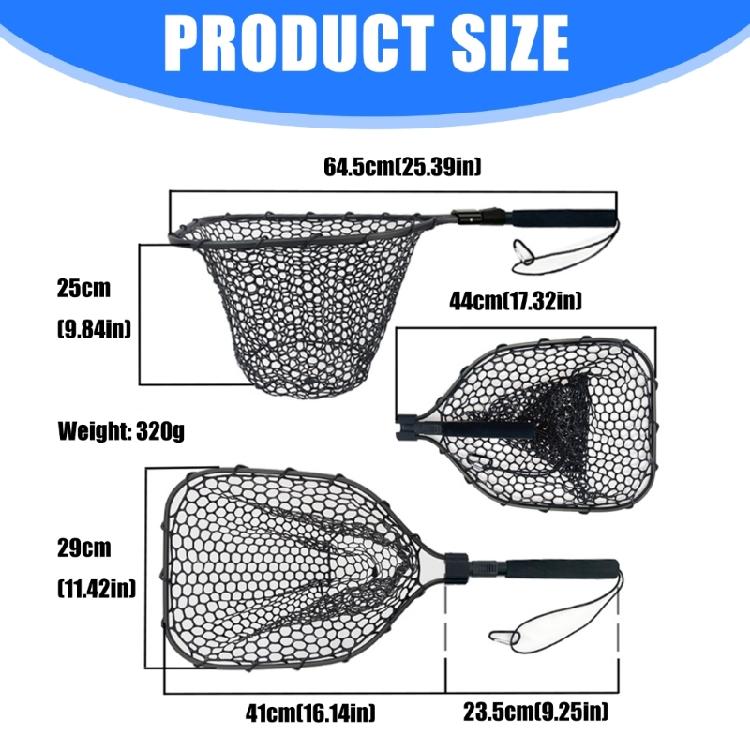 Collapsible Handle Fishing Net Fish Landing Net Saltwater Fishing Equipment Silicone Mesh for Safe Fish Catching