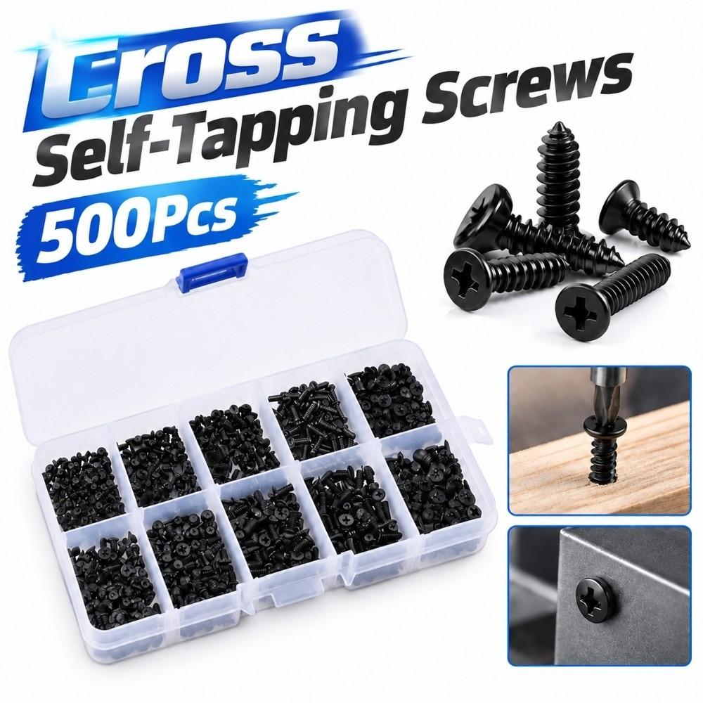 500Pcs M2 M2.5 M3 Cross Self-Tapping Screws Metal Laptop Screws New Round Head Screws  Laptop Repair