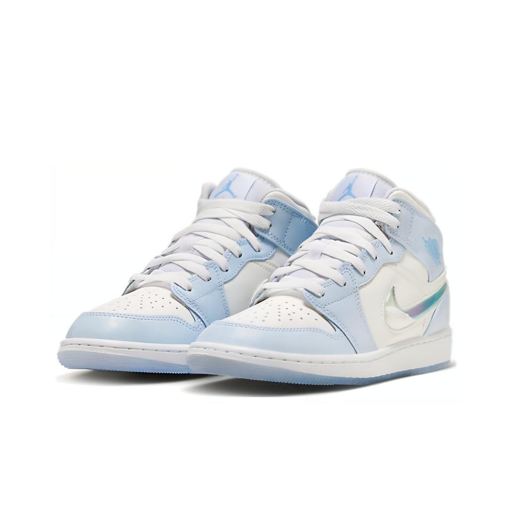 Air Jordan 1 Mid SE GS Glitter Swoosh Barnesko Blå Blå-tone Summit-White FQ9117-400