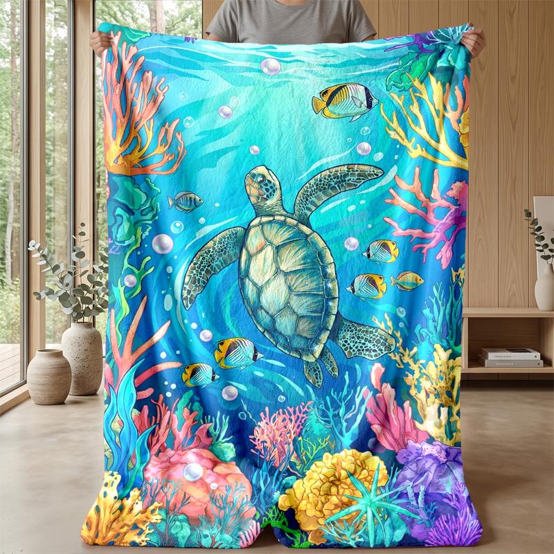 Ocean Friends Adventure Theme blanket Lightweight Warm Flannel Blanket Decorative Throw Blanket for Home Decoration