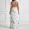 European and American fashion, slim fit, elegant and simple, full body printing, atmospheric temperament, high split-end women's clothing, summer