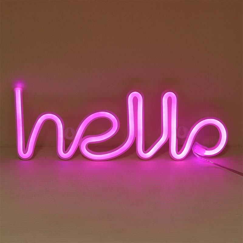 Night Light Neon Alphabet Hello Neon Lights For Birthday Wedding Party Bedroom Wall Hanging Decor Light Night