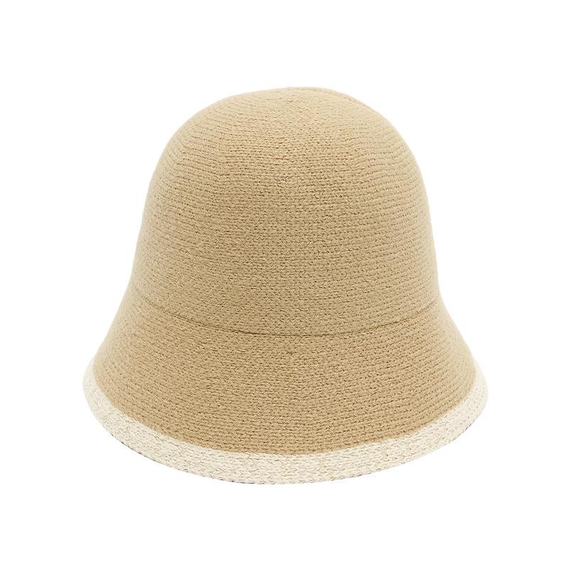 2025 new contrasting chenille bucket hat autumn and winter color matching knitted basin hat men and women lamb plush bucket hat