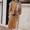 Lapel Double Breasted Woolen Suit Jacket Long Sleeve Solid Color Long Woolen Elegant Coat Female Clothing