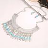 Necklace Fashion Tassel Eardrop Set With Layered Chain And Gemstone Details