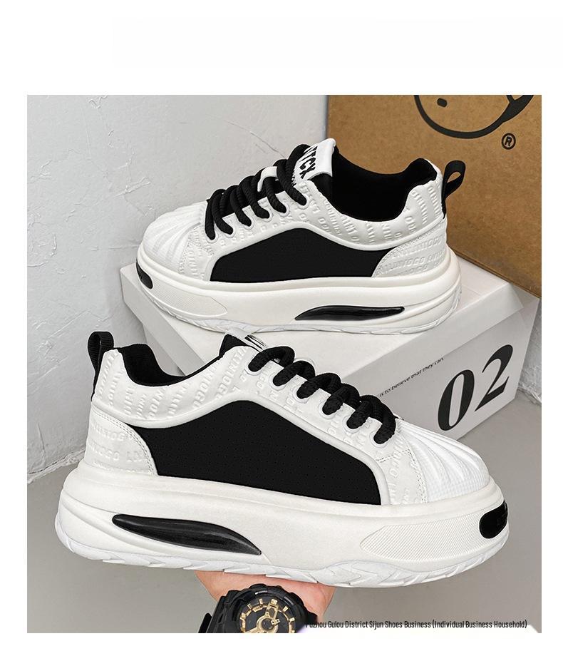 Wasserdichte, rutschfeste schwarze Leder-Sportschuhe für Herren mit dicker Sohle