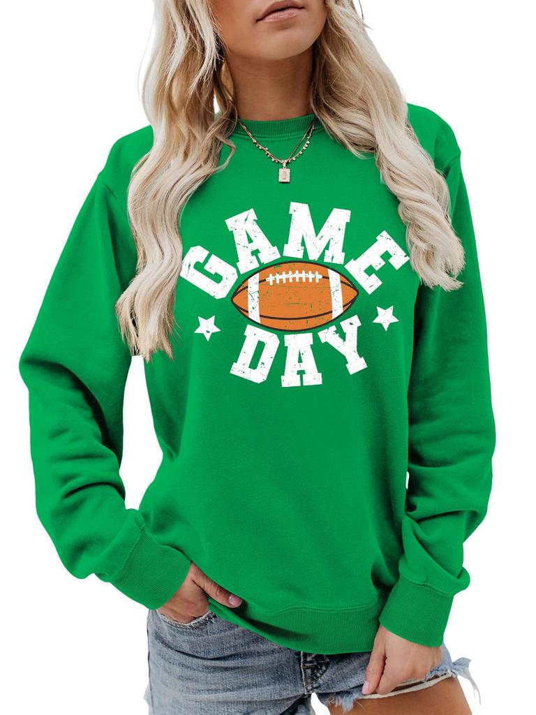 Colorful Football Letter Crewneck Sweatshirt - Game Day Long Sleeve Casual Wear