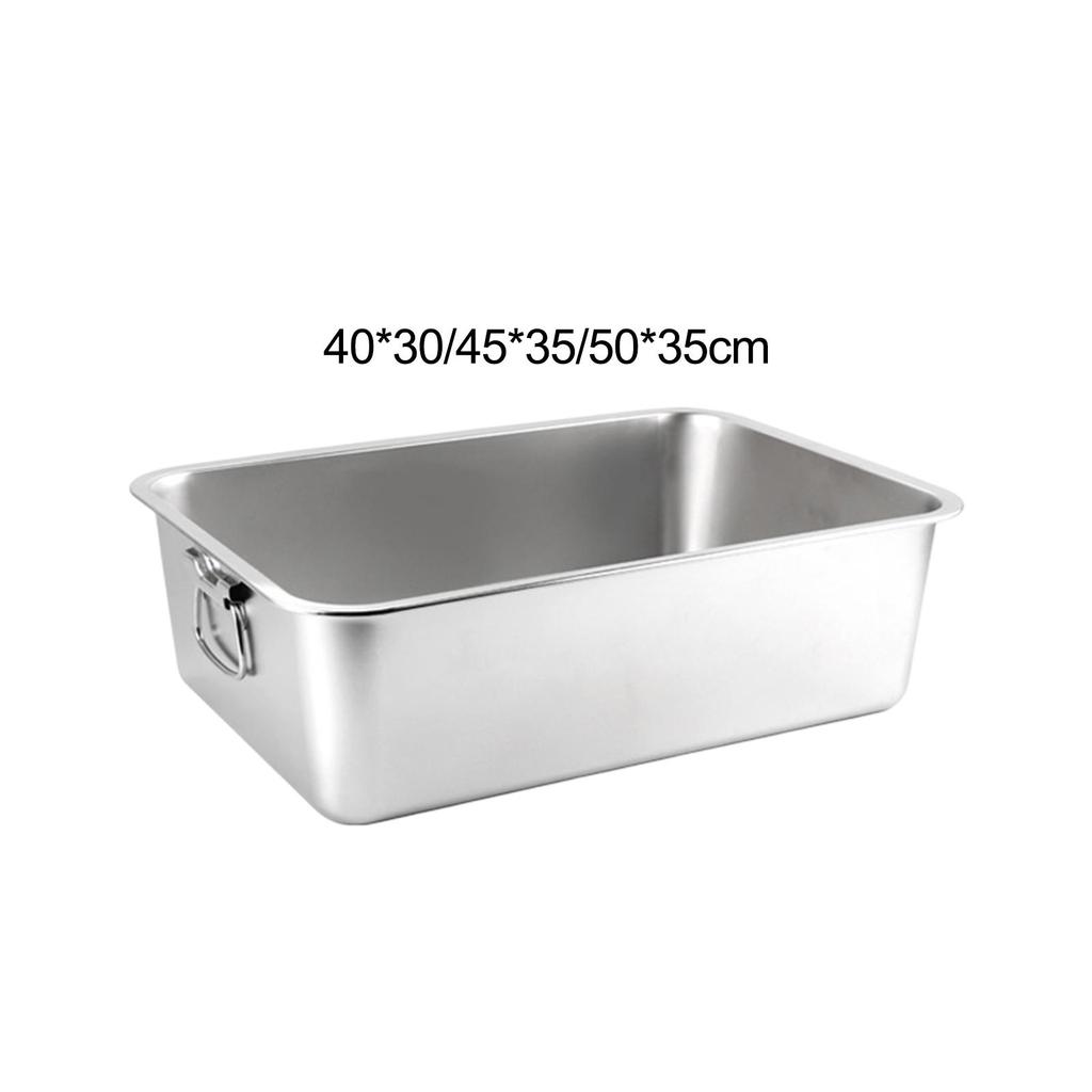 Pet Litter Tray Kitten Toilet Stainless Steel with Handles Cat Litter Box