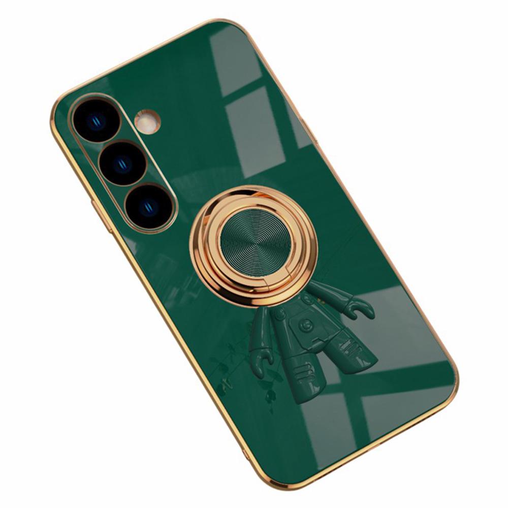 For Samsung Galaxy S25 Case with Astronaut Ring Kickstand 6D Electroplating TPU Phone Cover