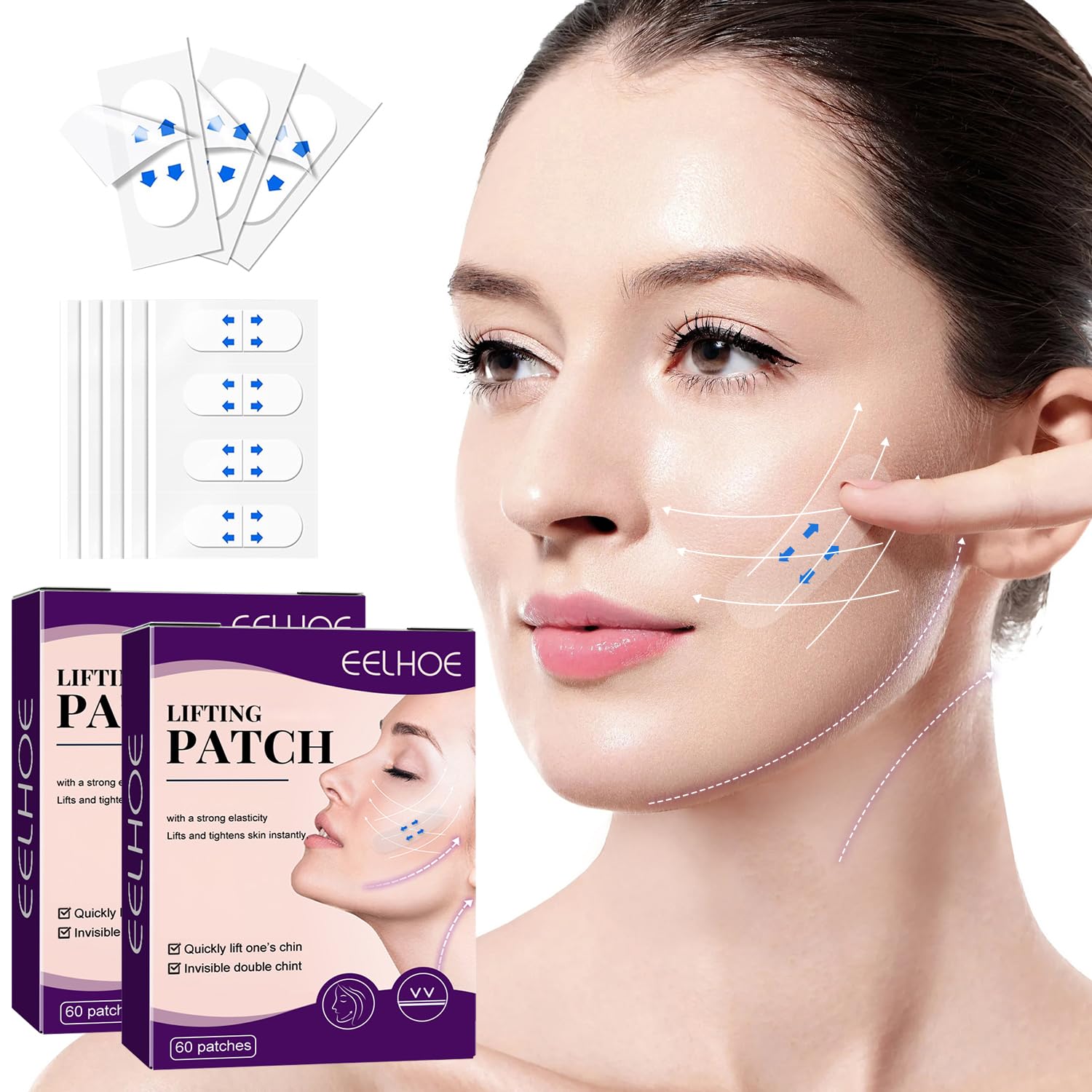 120PCS Invisible Face Lifter Tape, Makeup Instant FaceTapes, 2024 Upgraded Face Tape Lifting Invisible, Face Neck Lifter Tape for Double Chin Jowls