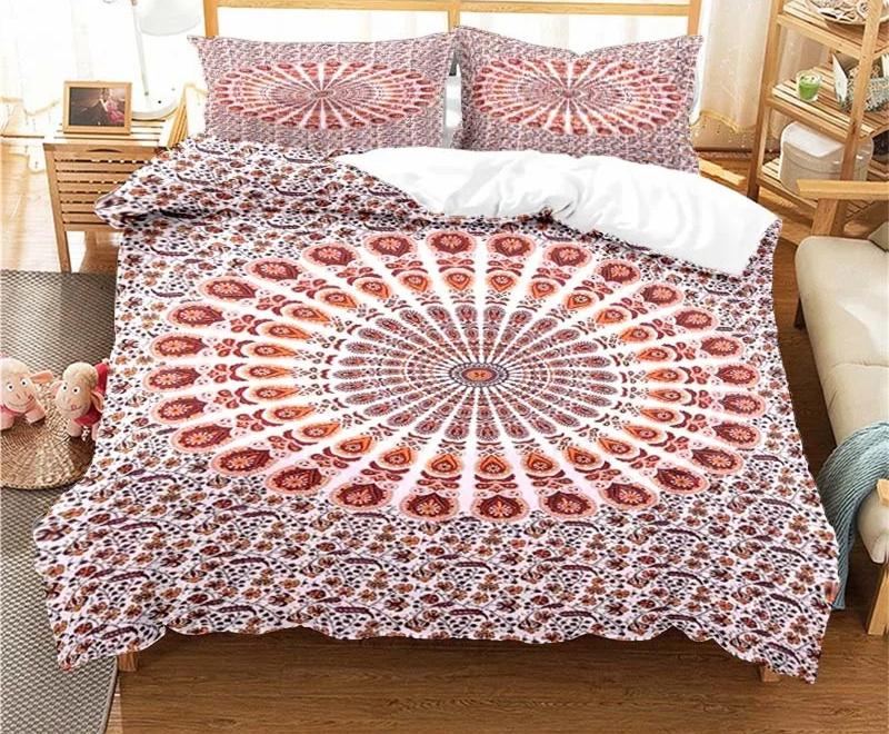 Bohemian Psychedelic Mandala Vzor Povlečení Set pro Dospělé Dětské Povlečení Set Přikrývka s 1 Přikrývkou 2 Povlaky na Polštáře