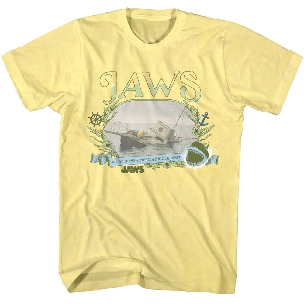 Jaws Ship Wreck Men T Shirt Shark Floral Sinking Gonna Need a Bigger Boat L