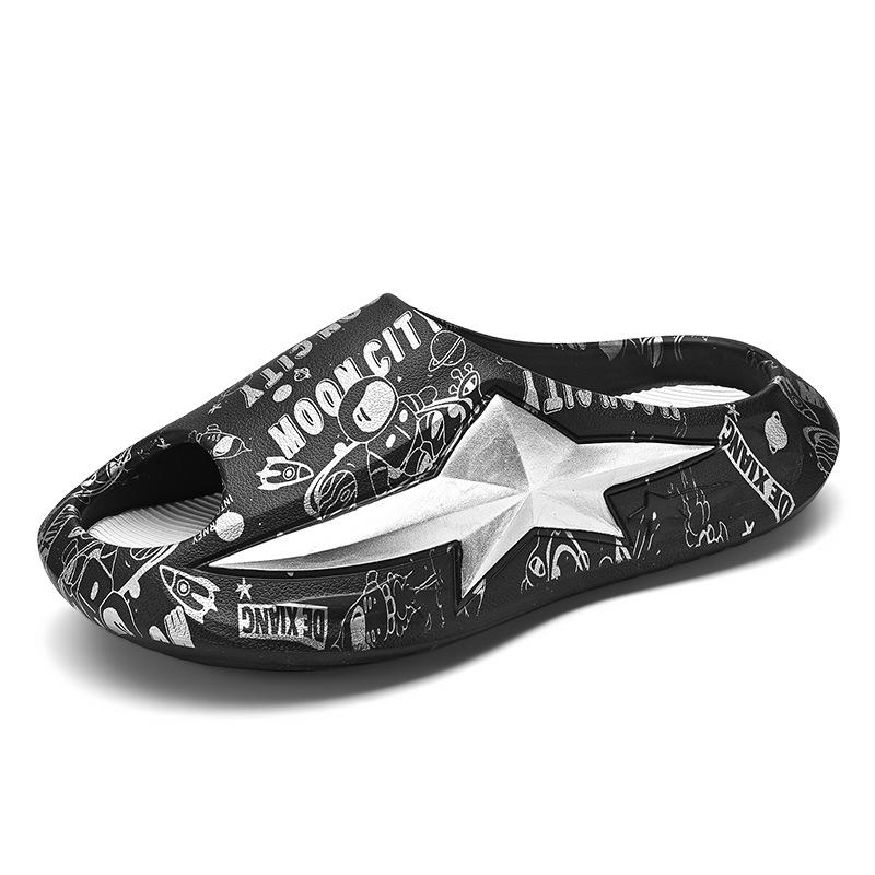 Summer Slippers Large Size Couple Style Home Leisure One-word Drag Thick Bottom Stepping On Shit Feeling Outside Wearing Beach Cool Slippers