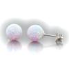 San Jie Dreamy Fire Opal Simple Round s925 Silver Stud Earrings for Women