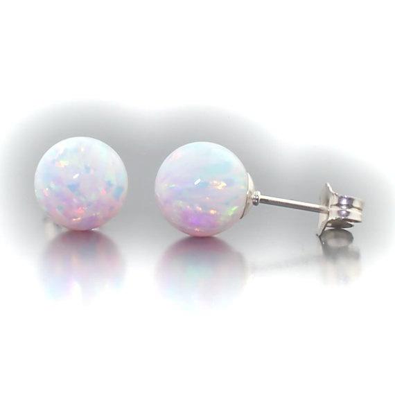 San Jie Dreamy Fire Opal Simple Round s925 Silver Stud Earrings for Women