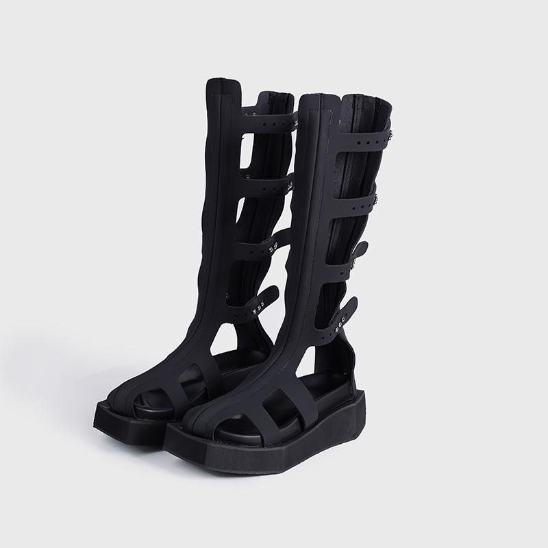 Thick-soled Cowhide Sandals High Boots Fashion Slim Long Martin Boots Internet Celebrity Ins Tide Summer New Cool Boots Women