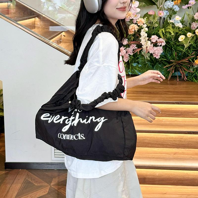 

Женская сумка-тоут большой вместимости 2024 года, летняя сумка для покупок из нейлона, модная сумка чёрный