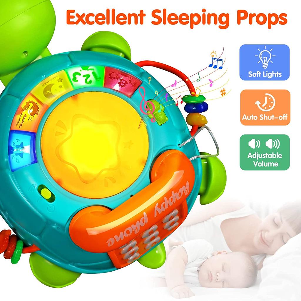 Baby Toys 12-18 Months,Light Up Baby Toys Musical Turtle with Letters Numbers Phone Infant Baby Toys for Educational Learning Toys Gifts
