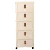 Plastic Foldable Storage Cabinet Large Capacity Installation-Free Wardrobe Storage Box Dustproof with Wheels and Lid