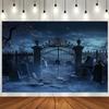 Halloween horror cemetery backdrop fabric party decoration banners multi-functional indoor and outdoor photo props.PMJ