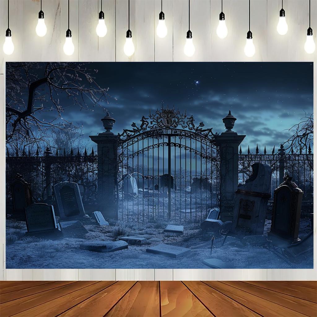 Halloween horror cemetery backdrop fabric party decoration banners multi-functional indoor and outdoor photo props.PMJ