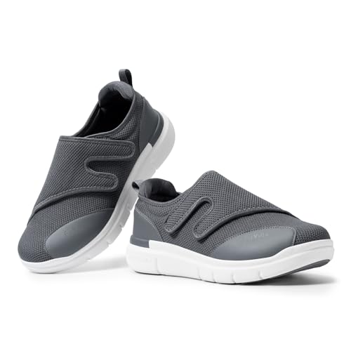 FitVille Men's Wide, Lightweight Nursing Shoes, Fits 6E, 4E, and 2E, Adjustable, Easy To Put On, Rehabilitation Shoes, Elderly Shoes, Comfortable, Bre